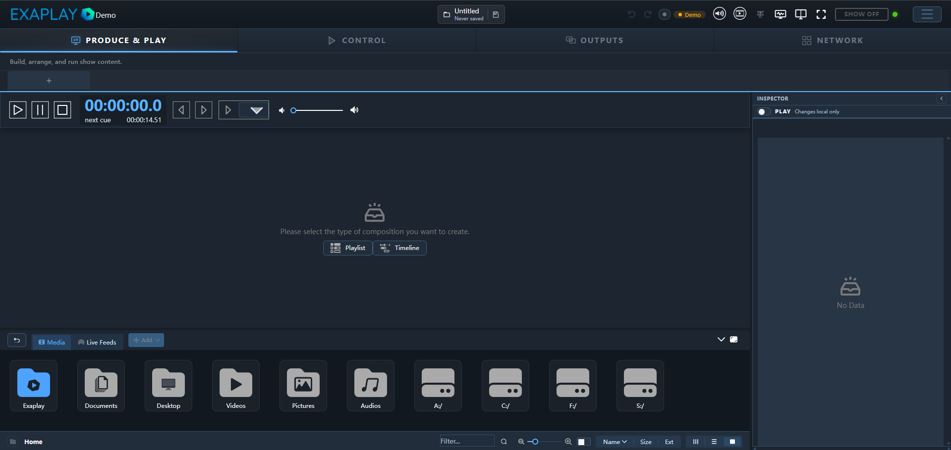 Main interface on first launch