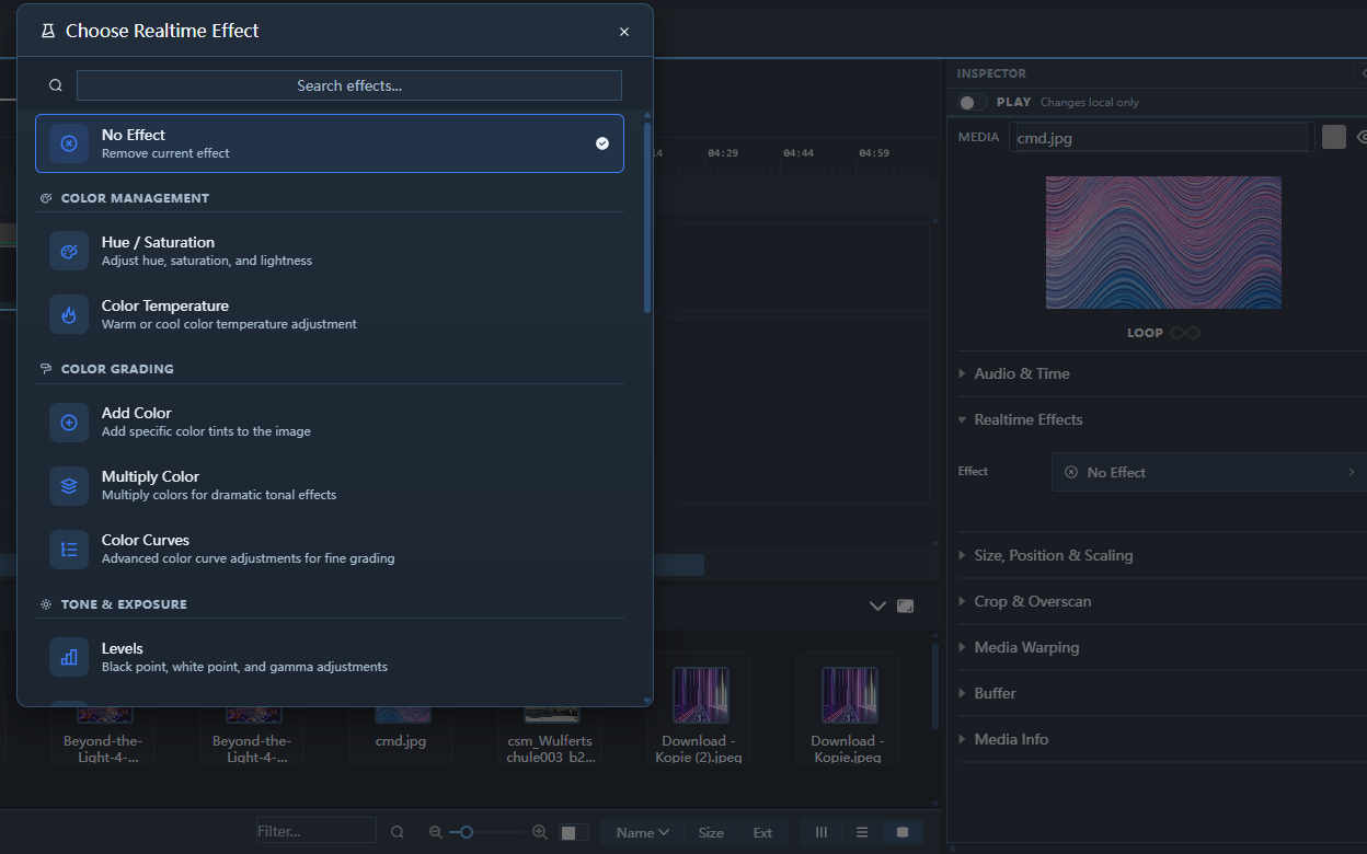 Effects inspector section