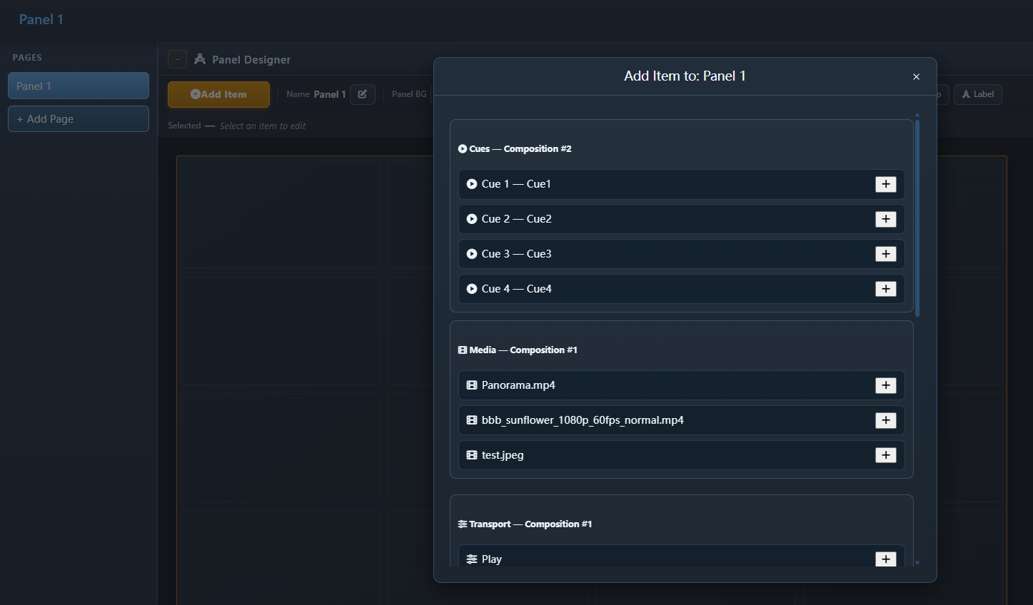 Add cue to panel